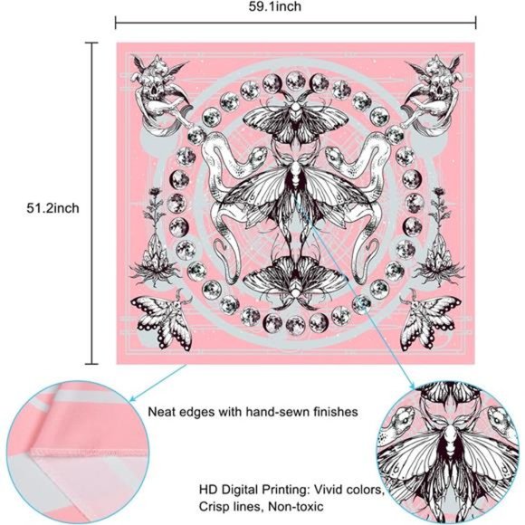 Krelymics Aesthetic Butterfly Tapestry Snake Tapestries Moth Wall Tapestry Moon - Picture 6 of 8